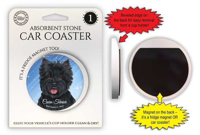 Cairn Terrier Magnetic Car Coaster