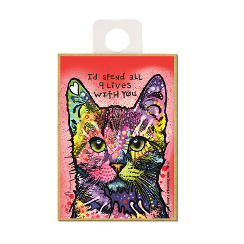 Cat I'd Spend All 9 Lives With You Dean Russo Wood Dog Magnet