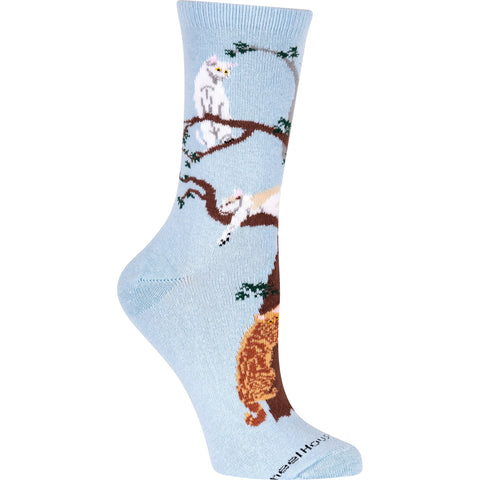 Cat In Tree Novelty Socks Blue Medium