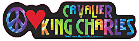 Peace Love Cavalier King Charles Spaniel Yippie Hippie Dog Car Sticker