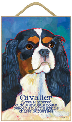 Cavalier King Charles Spaniel Tri Ursula Dodge Wood Dog Sign