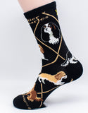 Cavalier King Charles Spaniel Asst Dog Breed Novelty Socks Gray