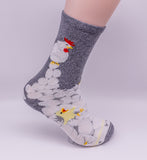 Chickens All Over Farm Animal Novelty Socks Gray