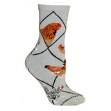 Chickens All Over Farm Animal Novelty Socks Gray