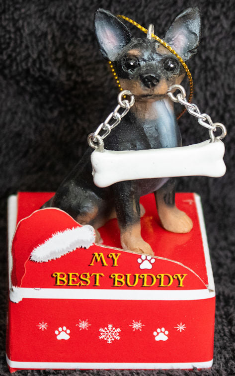 Chihuahua Black Statue Best Buddy Christmas Ornament