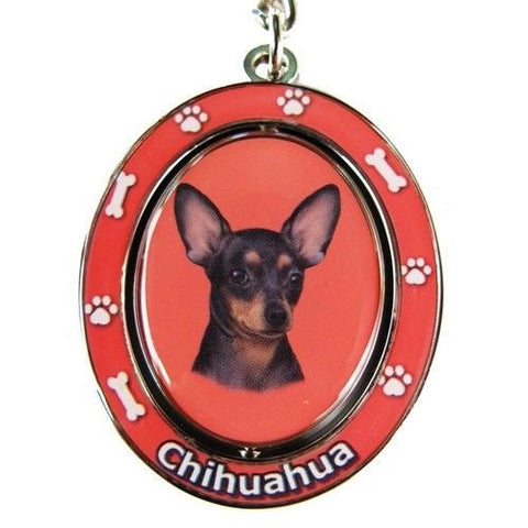 Chihuahua Black Dog Spinning Keychain
