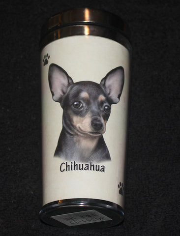 Chihuahua Black Stainless Steel Travel Tumbler