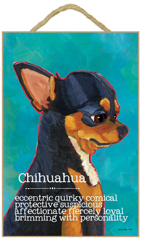 Chihuahua Black Ursula Dodge Wood Dog Sign