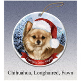 Chihuahua Long Hair Fawn Howliday Dog Christmas Magnet