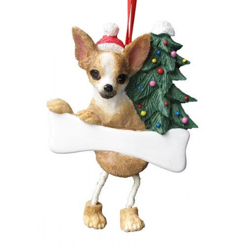 Dangling Leg Chihuahua Tan Fawn Christmas Ornament
