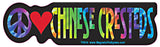 Peace Love Chinese Crested Yippie Hippie Dog Car Sticker