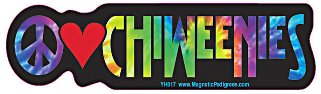 Peace Love Chiweenie Yippie Hippie Dog Car Sticker