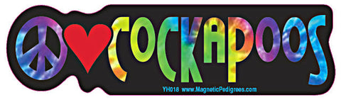 Peace Love Cockapoo Yippie Hippie Dog Car Sticker