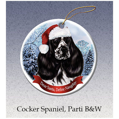 Cocker Spaniel Black and White Howliday Dog Christmas Ornament