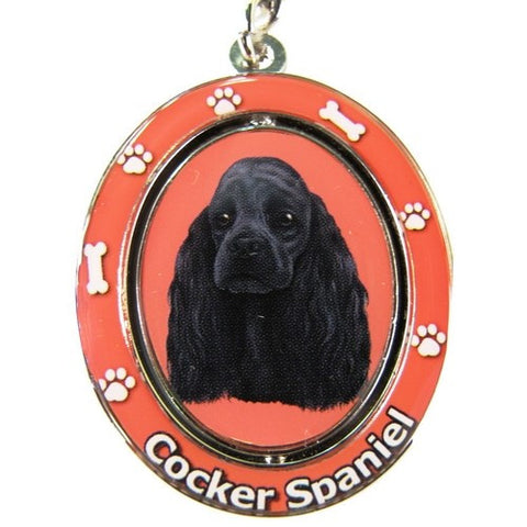 Cocker Spaniel Black Dog Spinning Keychain
