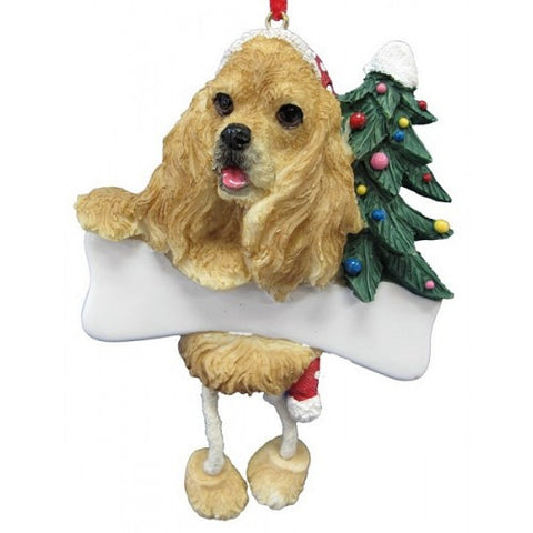 Dangling Leg Cocker Spaniel Blonde Christmas Ornament