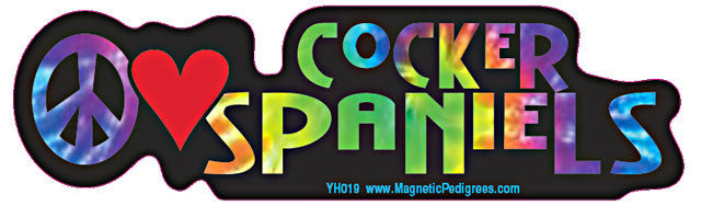 Peace Love Cocker Spaniel Yippie Hippie Dog Car Sticker