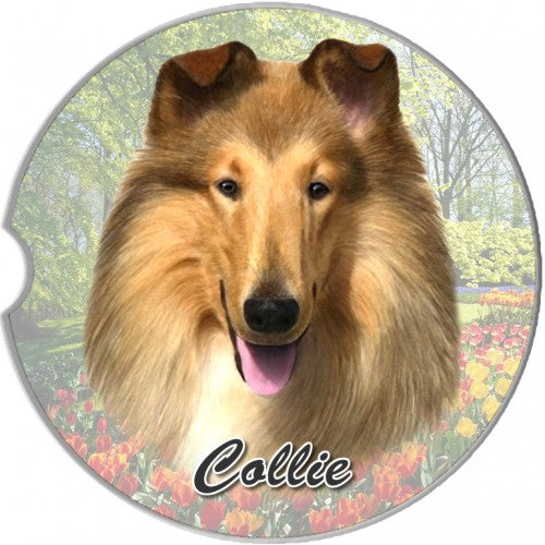 Collie Sandstone Absorbent Dog Breed Car Coaster
