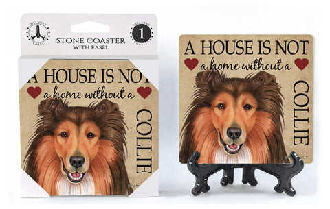 Collie A House Is Not A Home Stone Drink Coaster