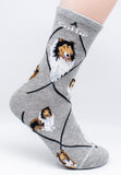 Collie Dog Breed Novelty Socks Gray