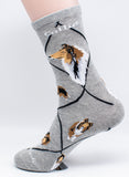 Collie Dog Breed Novelty Socks Gray