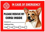 Corgi Dog Emergency Window Cling