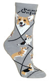 Corgi Pembroke Dog Breed Gray Lightweight Stretch Cotton Adult Novelty Socks