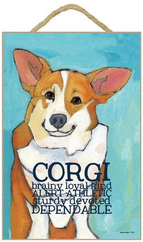 Corgi Ursula Dodge Wood Dog Sign