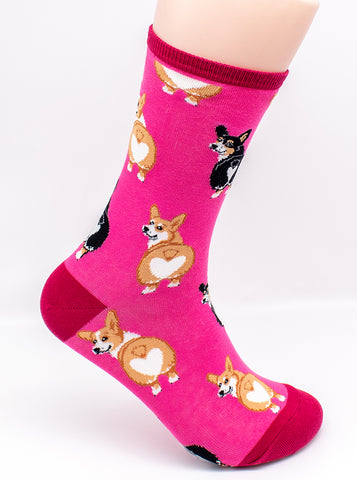 Corgi Butt Pink Dog Socks