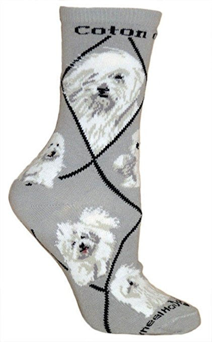 Coton de Tulear Dog Breed Novelty Socks Gray