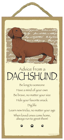 Dachshund Advice Wood Dog Sign