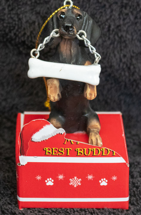 Dachshund Black Statue Best Buddy Christmas Ornament