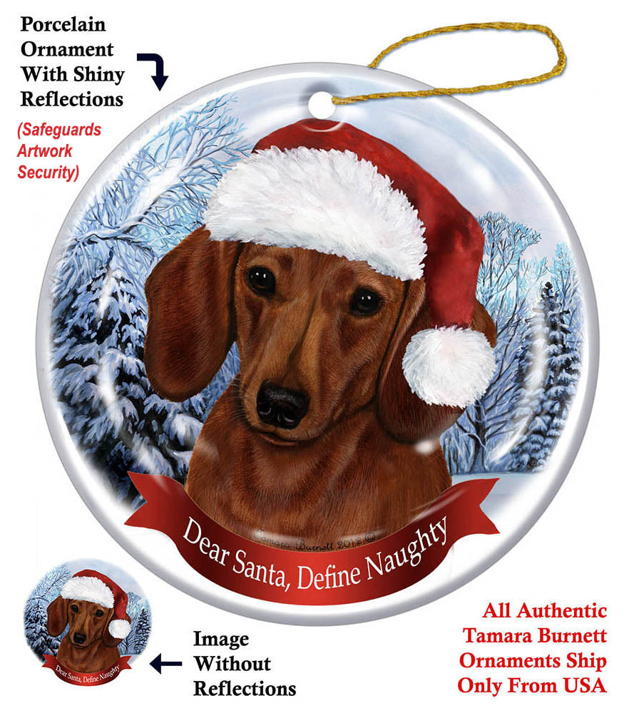 Dachshund Red Howliday Dog Christmas Ornament
