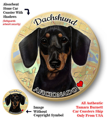 Dachshund Black Absorbent Porcelain Dog Breed Car Coaster