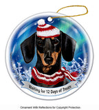Dachshund Black and Tan Howliday Dog Christmas Ornament