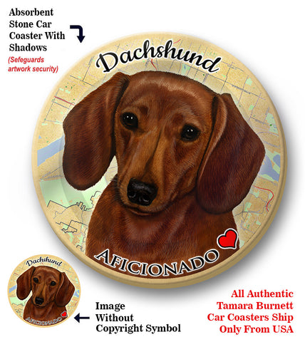 Dachshund Red Absorbent Porcelain Dog Breed Car Coaster