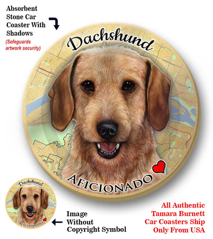 Dachshund Wirehair Wheaten Absorbent Porcelain Dog Breed Car Coaster