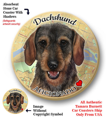 Dachshund Wirehair Wild Boar Absorbent Porcelain Dog Breed Car Coaster