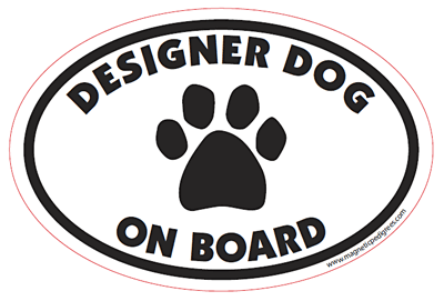 Designer Dog On Board Euro Style Oval Dog Magnet