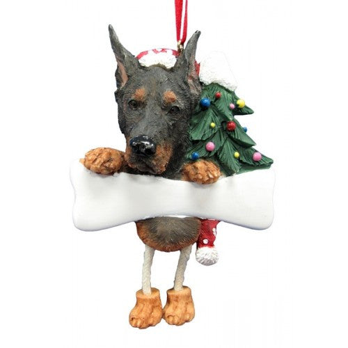 Dangling Leg Doberman Dog Christmas Ornament