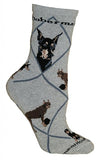 Doberman Pinscher Dog Breed Novelty Socks Gray