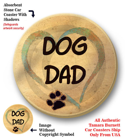 Dog Dad Absorbent Porcelain Dog Breed Car Coaster