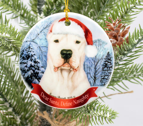 Dogo Argentino Howliday Dog Christmas Ornament