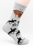 Dressage Horse Farm Animal Novelty Socks Gray