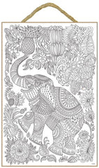 Elephant with Pineapple Wood Coloring Sign