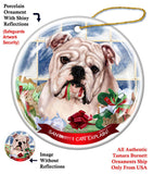 English Bulldog White Howliday Dog Christmas Ornament