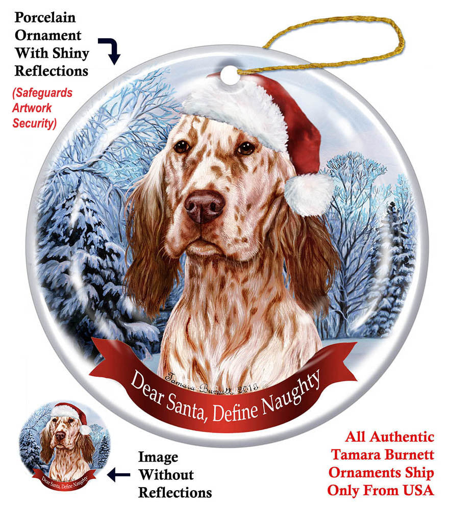 English Setter Orange Howliday Dog Christmas Ornament