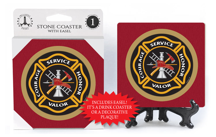 Fire Department Crest Stone Drink Coaster