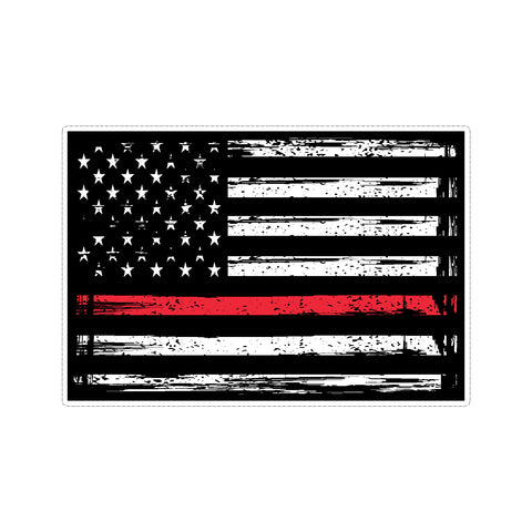 Thin Red Line US American Flag Support Firefighters Stressed Vinyl Car Sticker