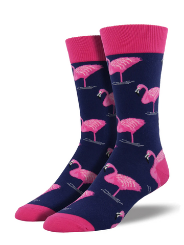 Flamingo Bird Socks Men Navy